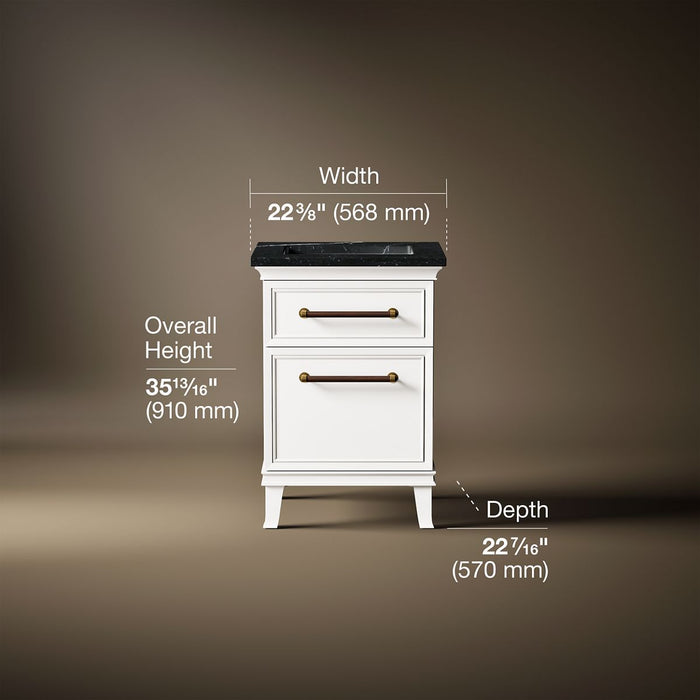3/4 view of product with dimensions
