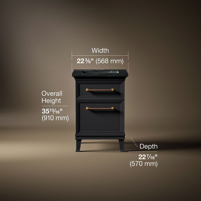 3/4 view of product with dimensions