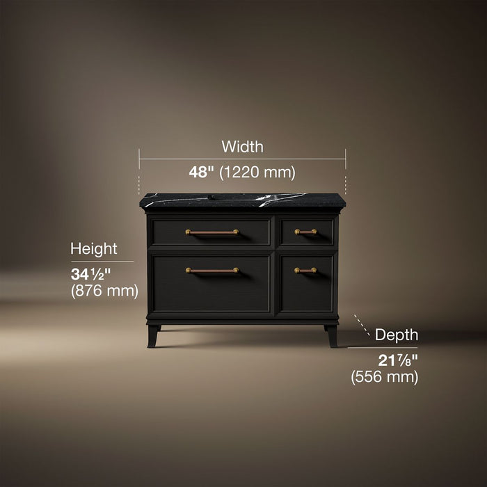 3/4 view of product with dimensions