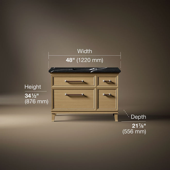 3/4 view of product with dimensions