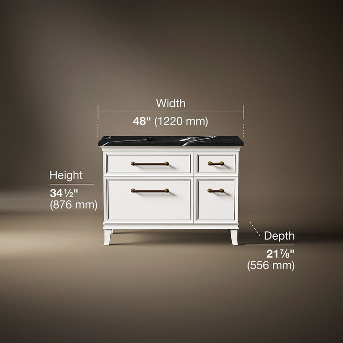 3/4 view of product with dimensions