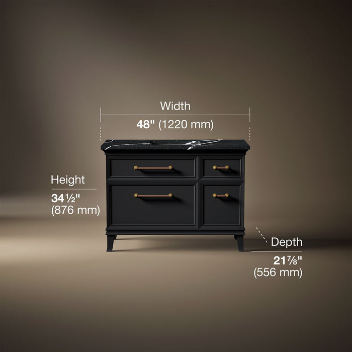 3/4 view of product with dimensions