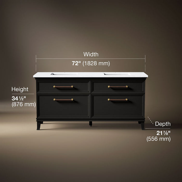 3/4 view of product with dimensions