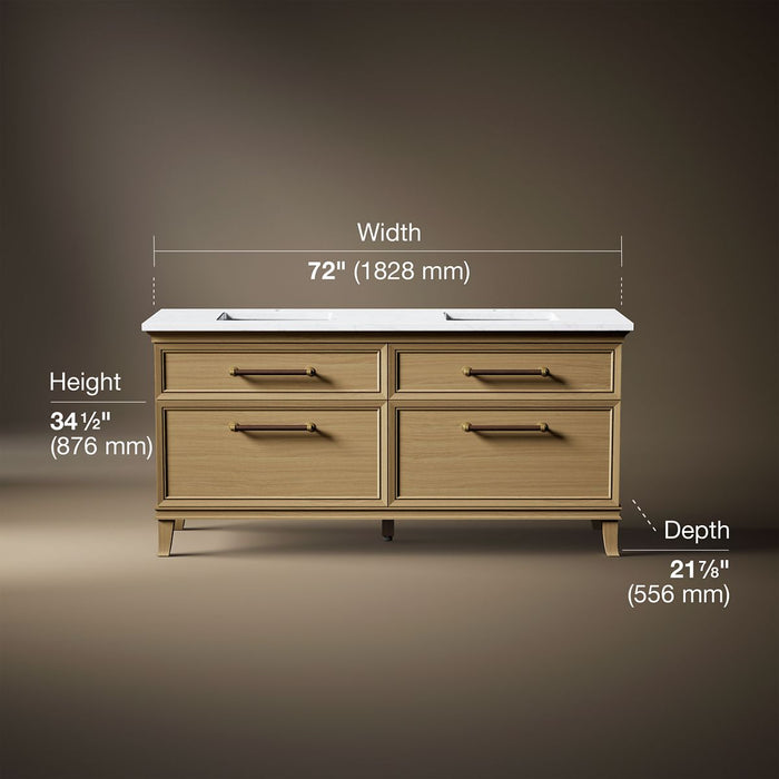 3/4 view of product with dimensions