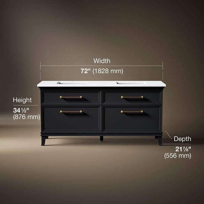 3/4 view of product with dimensions