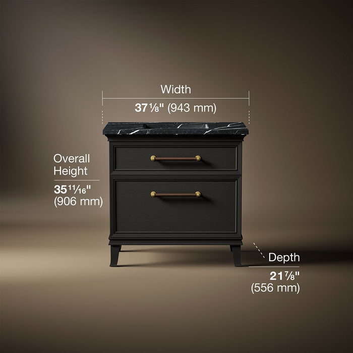 3/4 view of product with dimensions