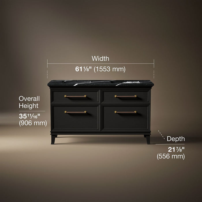 3/4 view of product with dimensions