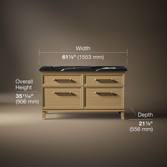 3/4 view of product with dimensions