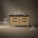 3/4 view of product with dimensions