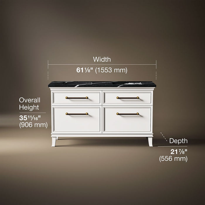 3/4 view of product with dimensions