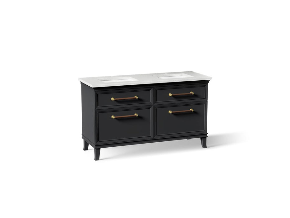 KOHLER K-CM33560-BD1 Artifacts 60" bathroom vanity cabinet with sinks and quartz top