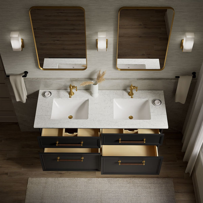 KOHLER K-CM33560-BD1 Artifacts 60" bathroom vanity cabinet with sinks and quartz top