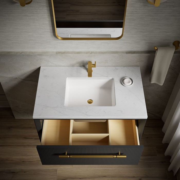 KOHLER K-CM33562-BD1 Enivo 36" wall-hung bathroom vanity cabinet with sink and quartz top