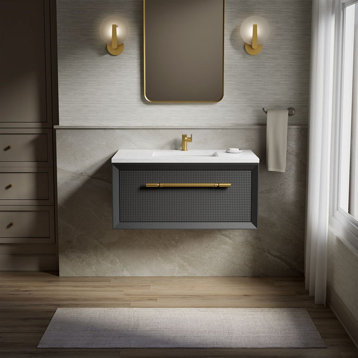 KOHLER K-CM33562-BD1 Enivo 36" wall-hung bathroom vanity cabinet with sink and quartz top