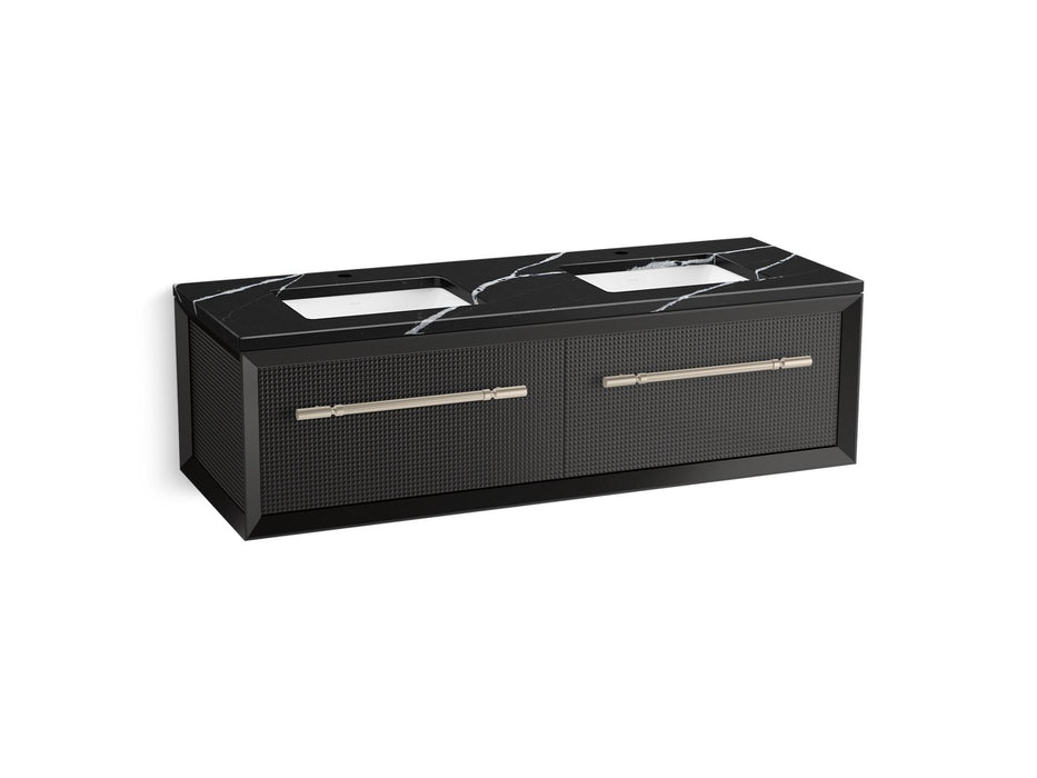 KOHLER K-CM33563-BD11 Enivo 60" Wall-hung Bathroom Vanity Cabinet with Sinks and Quartz Top