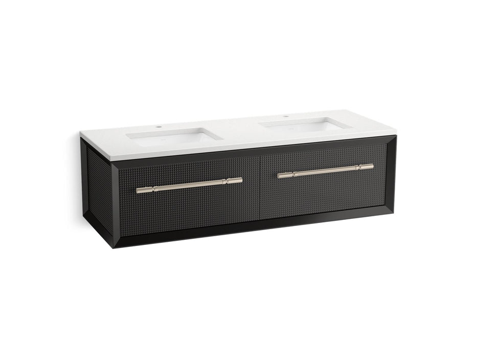 KOHLER K-CM33563-BD11 Enivo 60" Wall-hung Bathroom Vanity Cabinet with Sinks and Quartz Top