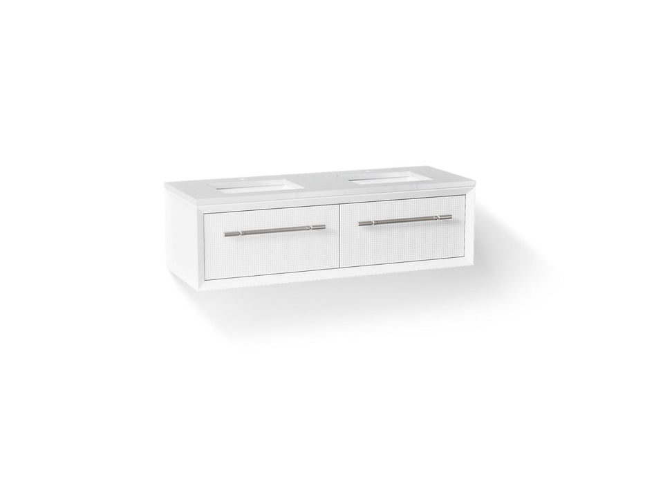 KOHLER K-CM33563-BD1 Enivo 60" wall-hung bathroom vanity cabinet with sinks and quartz top