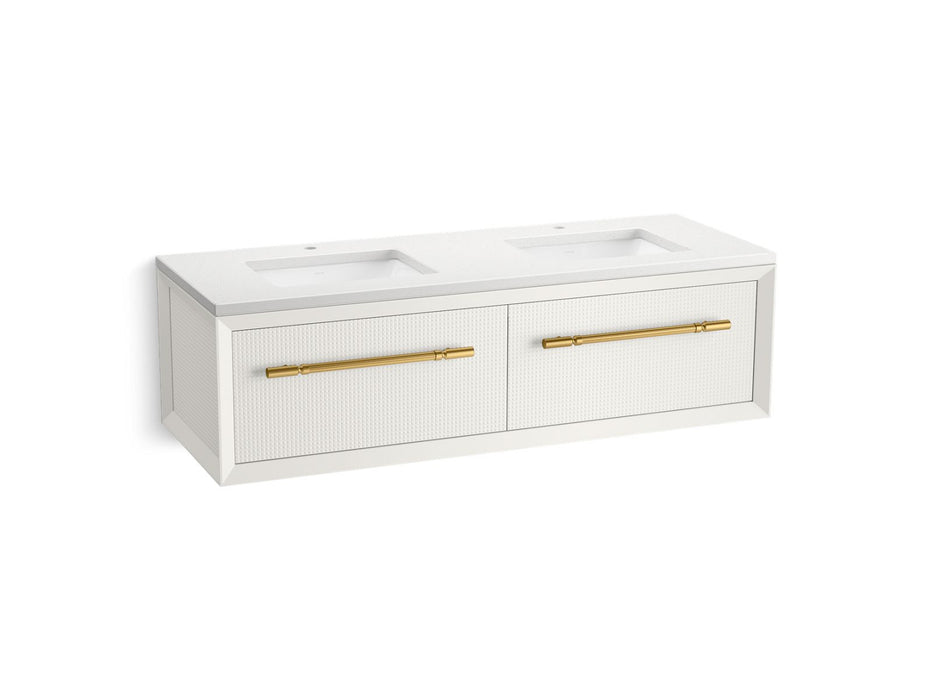 KOHLER K-CM33563-BD11 Enivo 60" Wall-hung Bathroom Vanity Cabinet with Sinks and Quartz Top