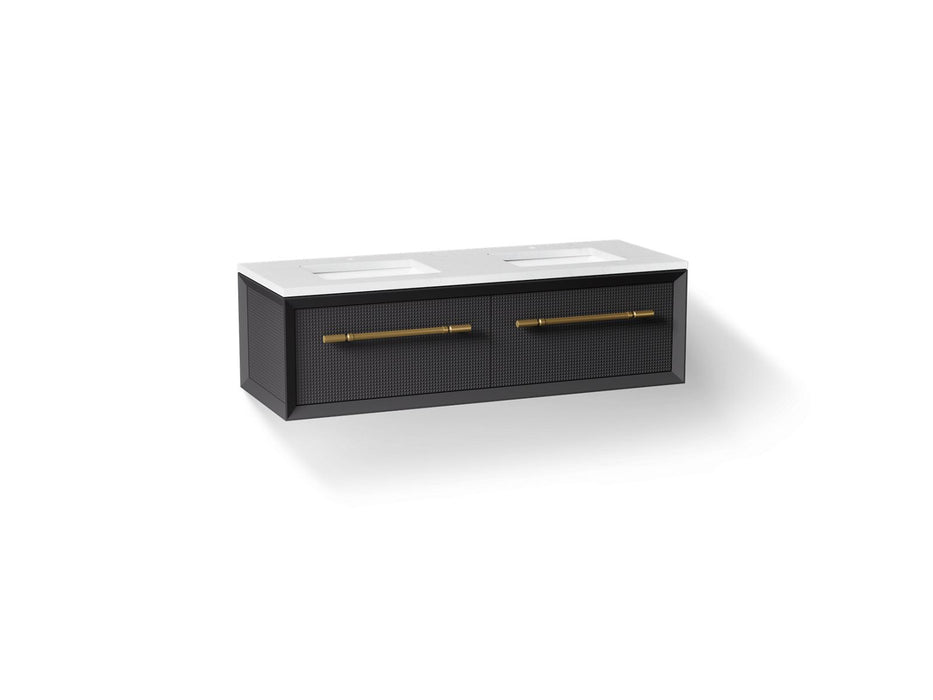 KOHLER K-CM33563-BD1 Enivo 60" wall-hung bathroom vanity cabinet with sinks and quartz top