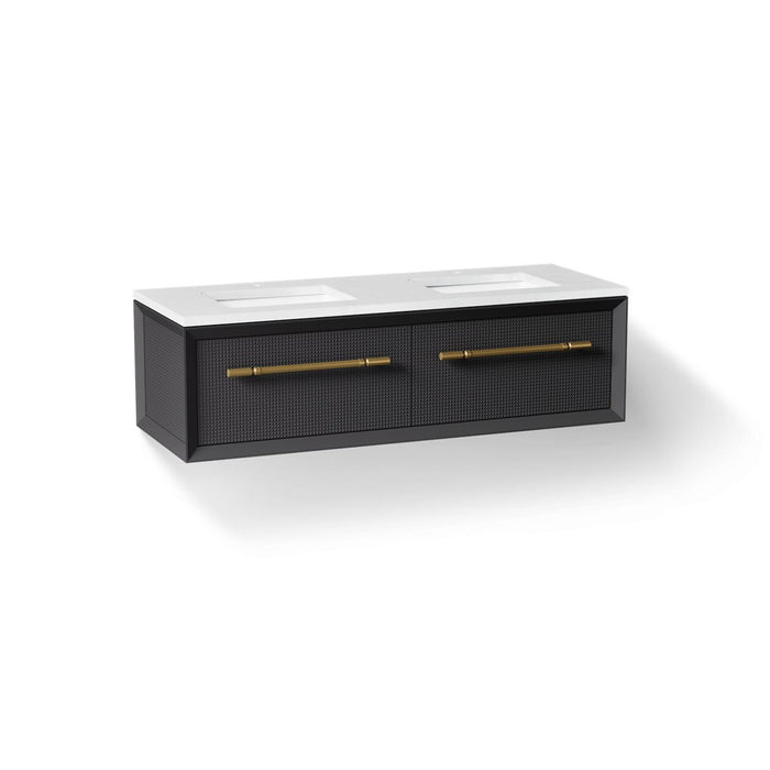 KOHLER K-CM33563-BD1 Enivo 60" wall-hung bathroom vanity cabinet with sinks and quartz top