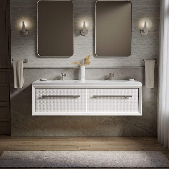 KOHLER K-CM33563-BD1 Enivo 60" wall-hung bathroom vanity cabinet with sinks and quartz top