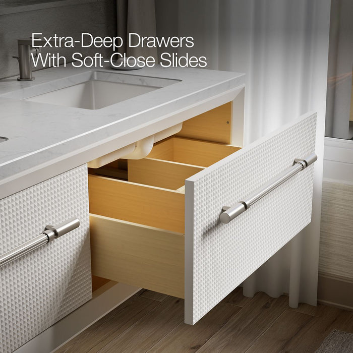 KOHLER K-CM33563-BD1 Enivo 60" wall-hung bathroom vanity cabinet with sinks and quartz top