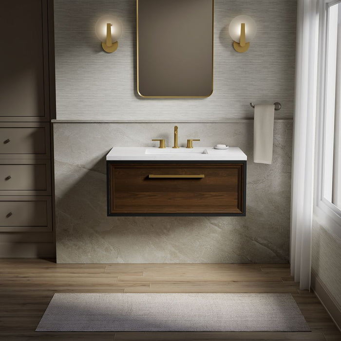 KOHLER K-CM33566-BD1 Lodern 36" wall-hung bathroom vanity cabinet with sink and quartz top