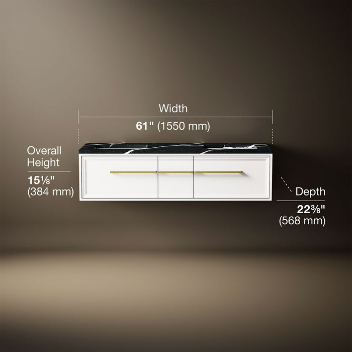 3/4 view of product with dimensions
