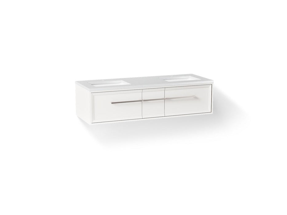 KOHLER K-CM33567-BD1 Lodern 60" wall-hung bathroom vanity cabinet with sinks and quartz top