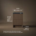 3/4 view of product with dimensions