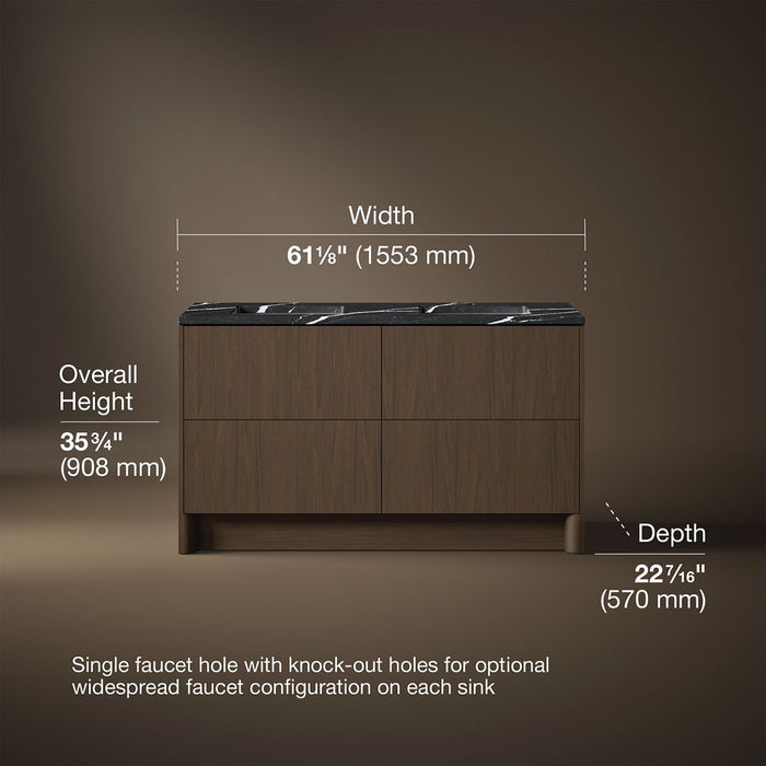 3/4 view of product with dimensions