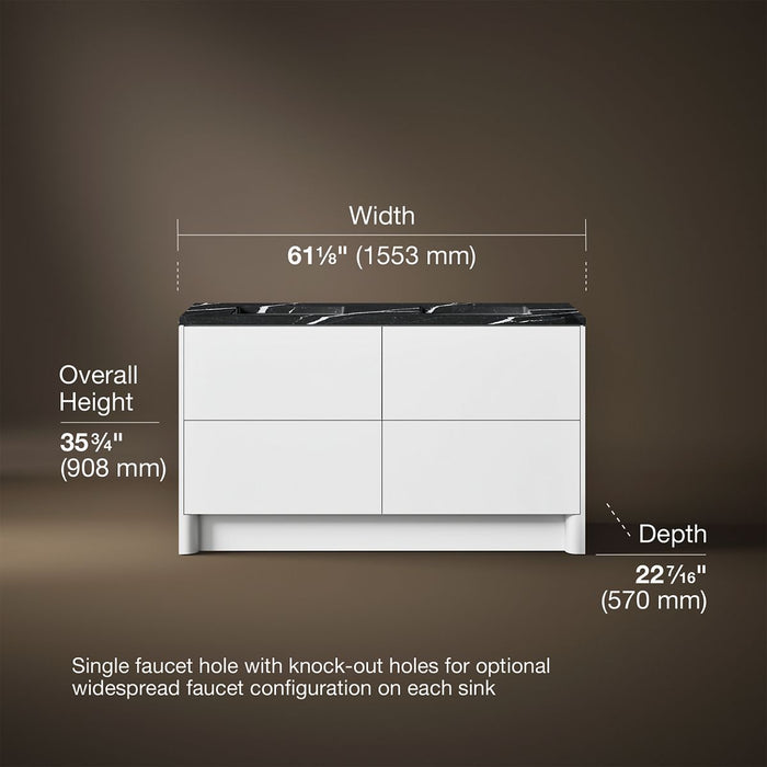 3/4 view of product with dimensions