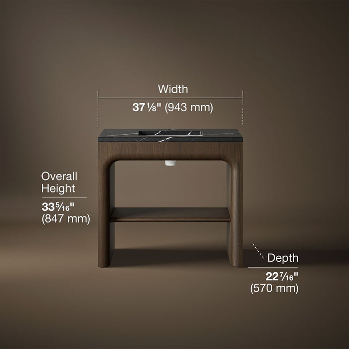 3/4 view of product with dimensions