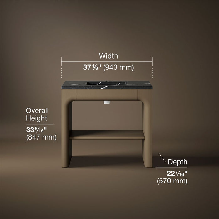 3/4 view of product with dimensions