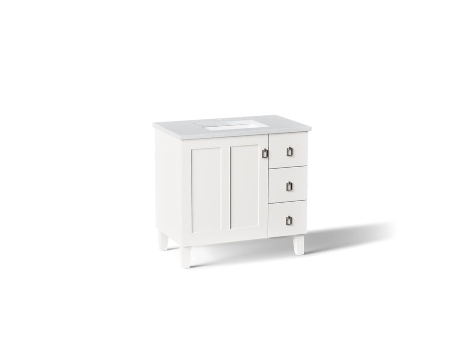 KOHLER K-CM99533-BD1 Poplin 36" bathroom vanity cabinet with sink and quartz top