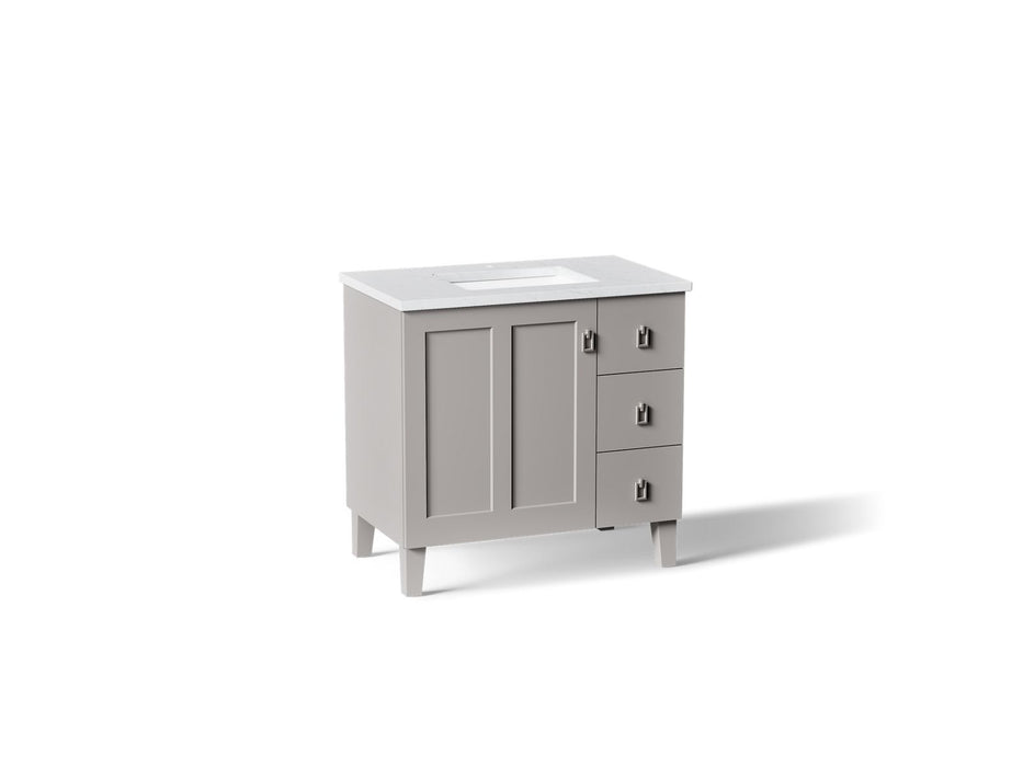 KOHLER K-CM99533-BD1 Poplin 36" bathroom vanity cabinet with sink and quartz top