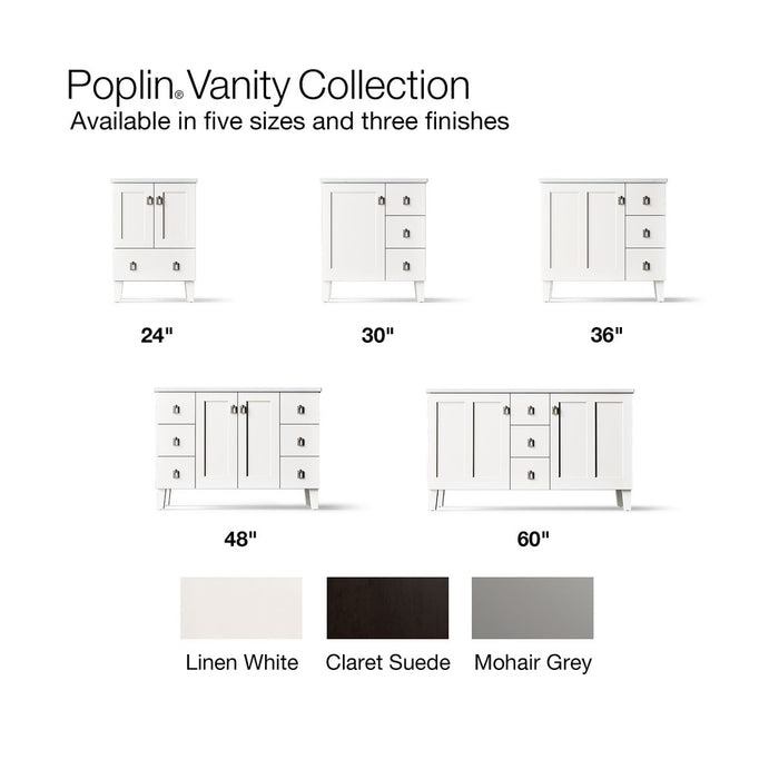 KOHLER K-CM99535-BD1 Poplin 48" bathroom vanity cabinet with sink and quartz top