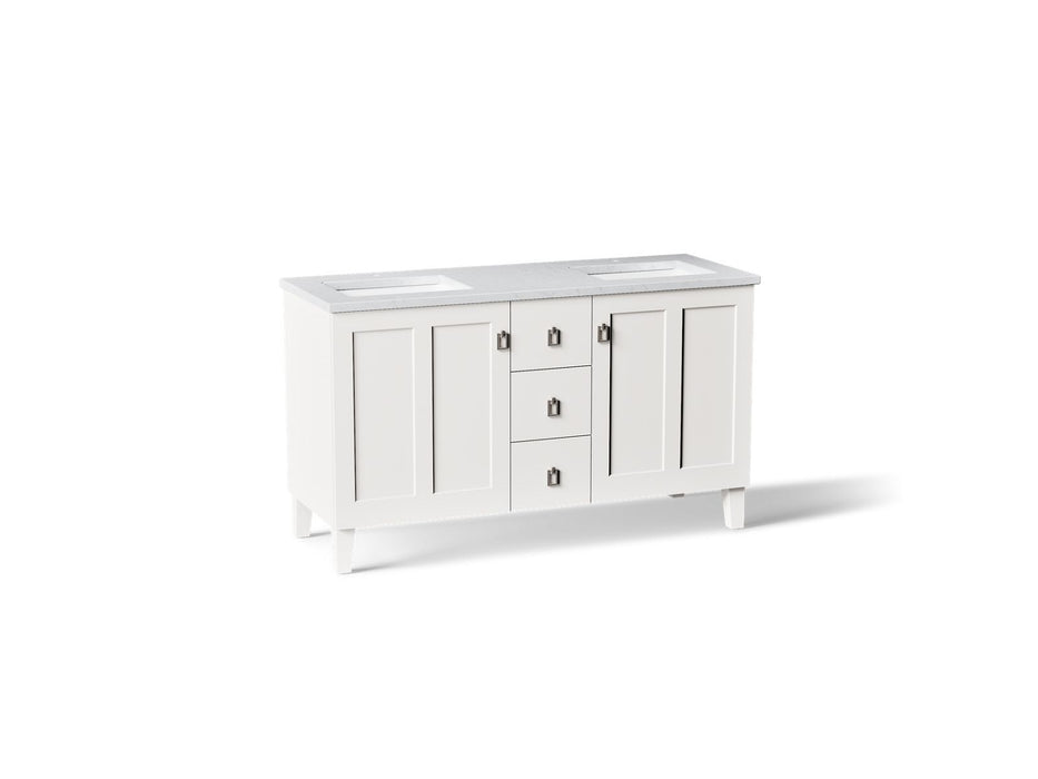 KOHLER K-CM99537-BD1 Poplin 60" bathroom vanity cabinet with sinks and quartz top