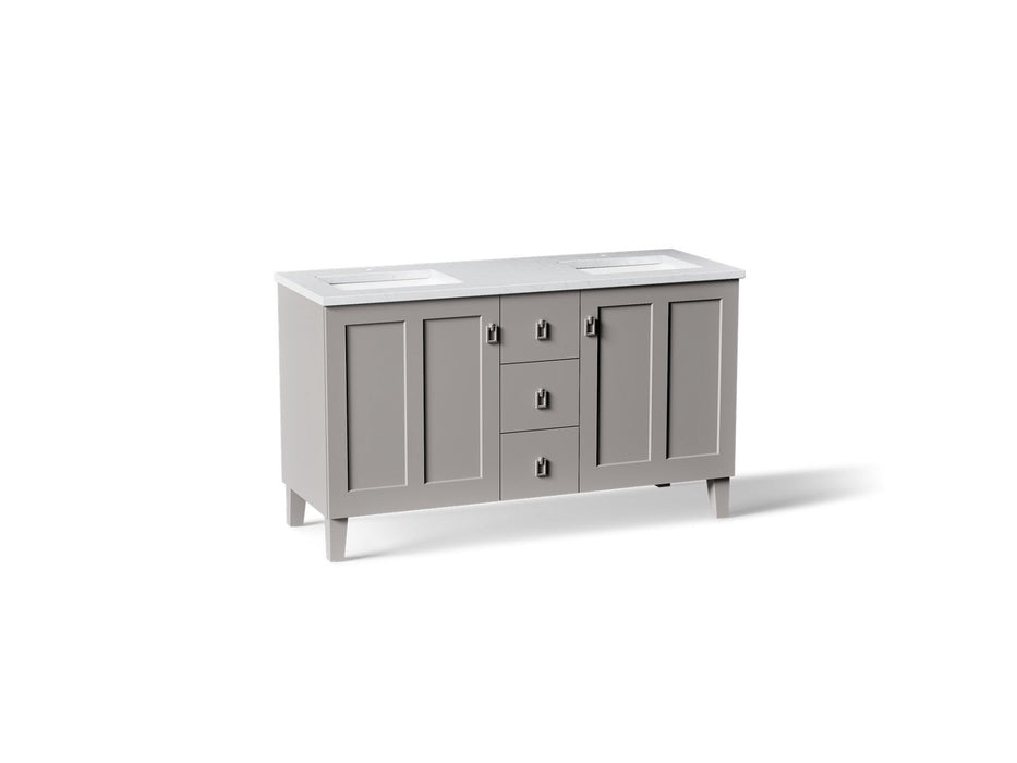 KOHLER K-CM99537-BD1 Poplin 60" bathroom vanity cabinet with sinks and quartz top
