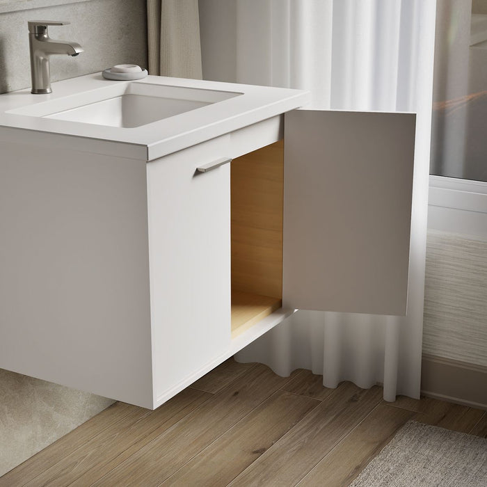 KOHLER K-CM99539-BD1 Jute 24" wall-hung bathroom vanity cabinet with sink and quartz top