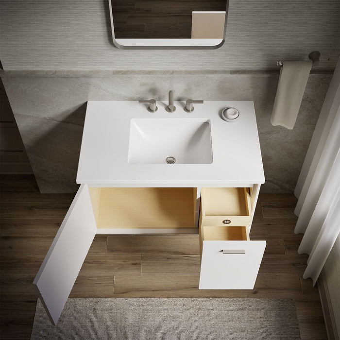 KOHLER K-CM99543-BD1 Jute 36" wall-hung bathroom vanity cabinet with sink and quartz top