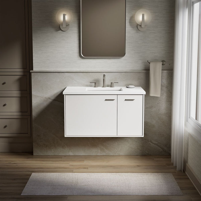 KOHLER K-CM99543-BD1 Jute 36" wall-hung bathroom vanity cabinet with sink and quartz top