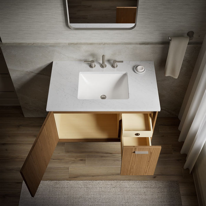 KOHLER K-CM99543-BD1 Jute 36" wall-hung bathroom vanity cabinet with sink and quartz top