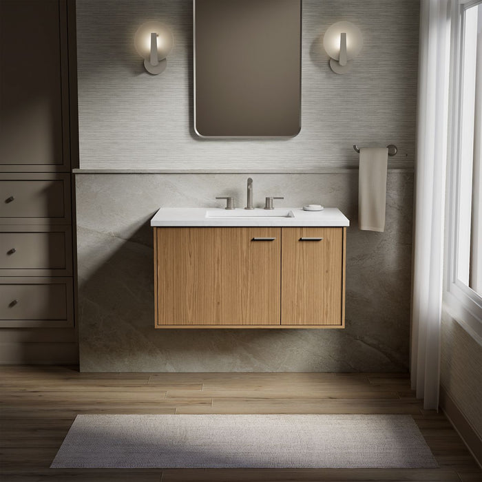 KOHLER K-CM99543-BD1 Jute 36" wall-hung bathroom vanity cabinet with sink and quartz top