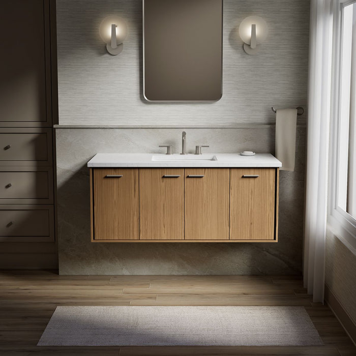 KOHLER K-CM99544-BD1 Jute 48" wall-hung bathroom vanity cabinet with sink and quartz top