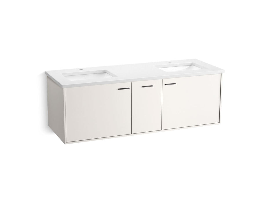 KOHLER K-CM99548-BD16 Jute 60" Wall-hung Bathroom Vanity Cabinet with Sinks and Quartz Top