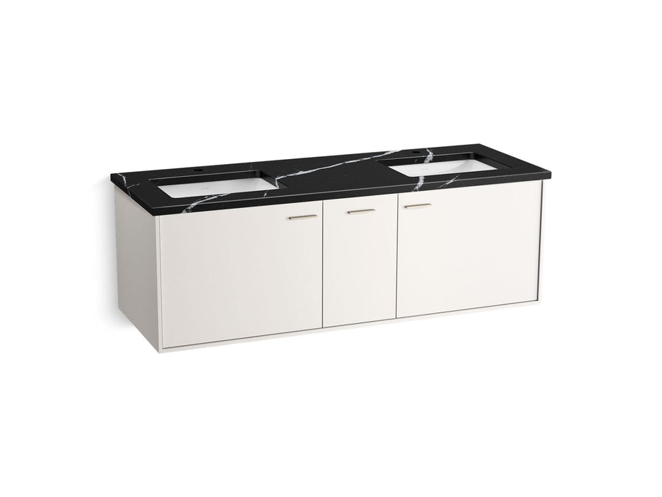 KOHLER K-CM99548-BD16 Jute 60" Wall-hung Bathroom Vanity Cabinet with Sinks and Quartz Top