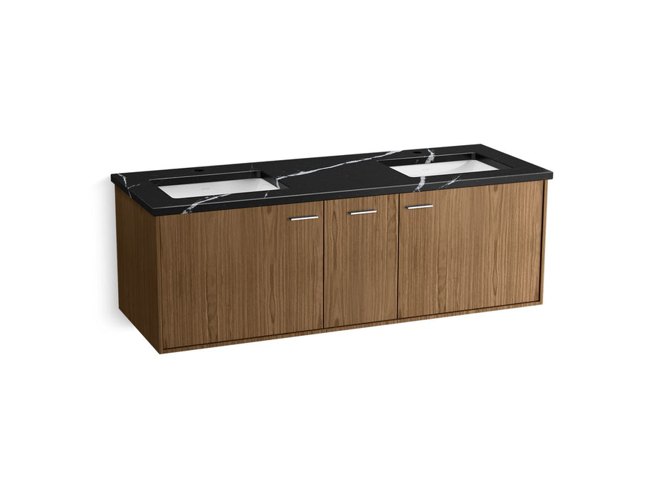 KOHLER K-CM99548-BD16 Jute 60" Wall-hung Bathroom Vanity Cabinet with Sinks and Quartz Top