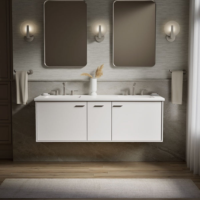 KOHLER K-CM99548-BD1 Jute 60" wall-hung bathroom vanity cabinet with sinks and quartz top