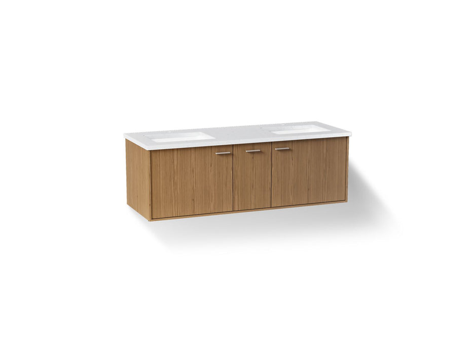 KOHLER K-CM99548-BD1 Jute 60" wall-hung bathroom vanity cabinet with sinks and quartz top